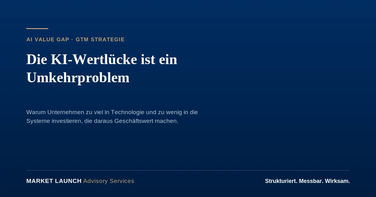 Titelbild: Die KI-Wertlücke ist ein Umkehrproblem, Market Launch Advisory Services