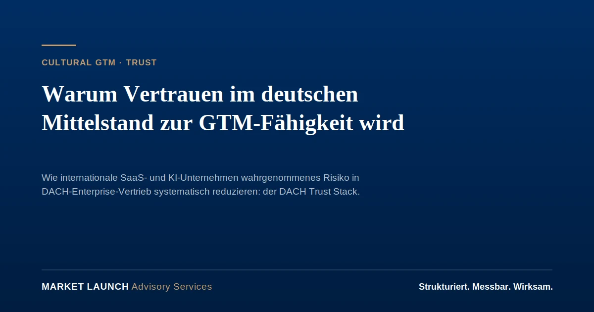 Titelbild: Warum Vertrauen im deutschen Mittelstand zur GTM-Fähigkeit wird, Market Launch Advisory Services
